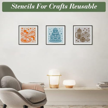 Delicious Stencils for Crafts Reusable 20Pcs Stencils(5.9X5.9 Inch) - color: Delicious