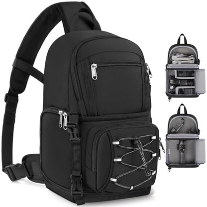 RAINSMORE Camera Sling Bag, Small Dslr/Mirrorless Camera Bag & Case - color: Black
