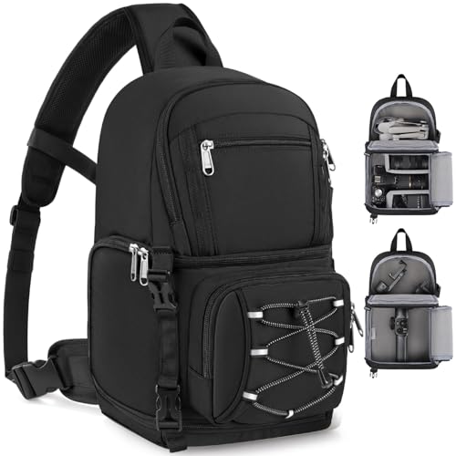 RAINSMORE Camera Sling Bag, Small Dslr/Mirrorless Camera Bag & Case - color: Black
