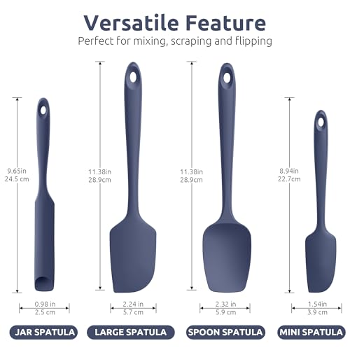 U-Taste 600ºF Heat Resistant Silicone Spatulas Cooking, 4Pcs/Midnight Blue - color: MidnightBlue