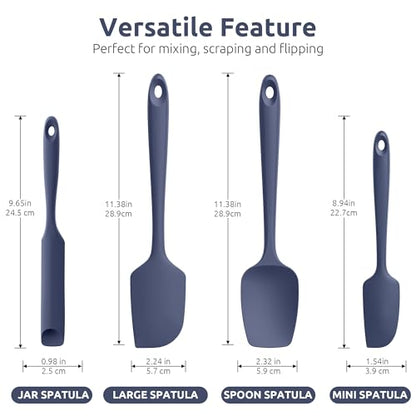 U-Taste 600ºF Heat Resistant Silicone Spatulas Cooking, 4Pcs/Midnight Blue - color: MidnightBlue