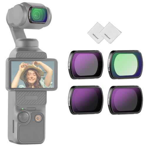 NEEWER Magnetic ND Filter Set Compatible with DJI Osmo Pocket 3 / Pocket 4 / Xtra Muse, 4 Pack HD ND16 ND64 ND256 Black Diffusion 1/4 for Mist Cinematic Effect Filter Accessories - style: 4 Pack ND+Black Diffusion 1/4 w/Cleaning Cloth