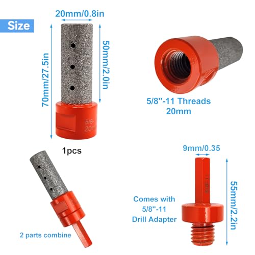 3PCS Diamond Beveling Chamfer Bits Set, Diamond Drill Bits for Ceramic with 5/8"-11 Drill Adapter, Tile Drill Cone Grinder Bit for Existing Holes Enlarging, Trimming, Orange