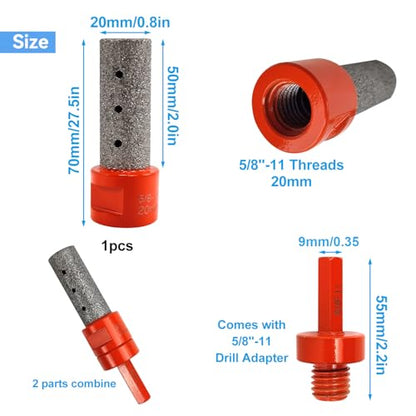 3PCS Diamond Beveling Chamfer Bits Set, Diamond Drill Bits for Ceramic with 5/8"-11 Drill Adapter, Tile Drill Cone Grinder Bit for Existing Holes Enlarging, Trimming, Orange