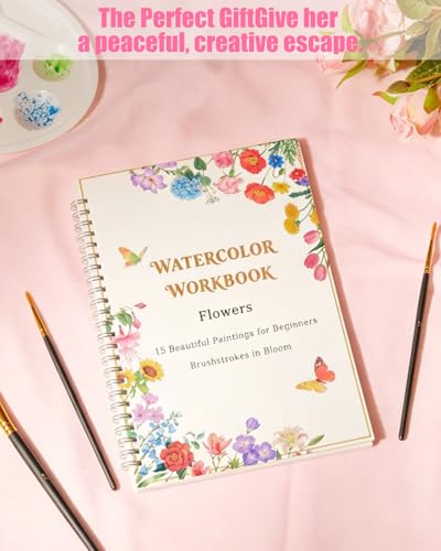 Flower Watercolor Workbook for Adults and Beginners - color: c-flower