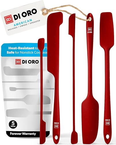 DI ORO Silicone Jar Spatula Set - 600F Heat Resistant, 5-Pc Red - color: Red