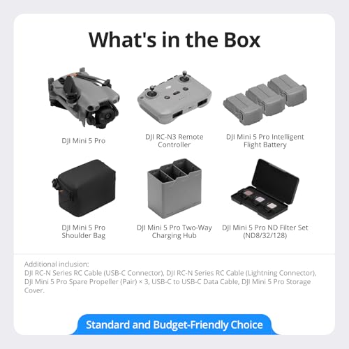 DJI Mini 5 Pro Fly More Combo With DJI RC-N3, 1-Inch CMOS - style: DJI Mini 5 Pro Fly More Combo (DJI RC-N3)