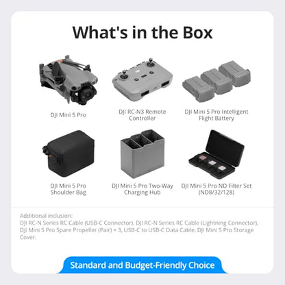 DJI Mini 5 Pro Fly More Combo With DJI RC-N3, 1-Inch CMOS - style: DJI Mini 5 Pro Fly More Combo (DJI RC-N3)