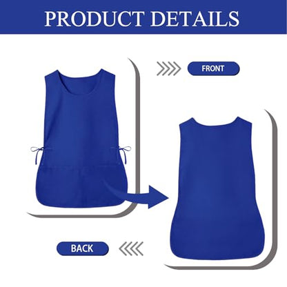 Cobbler Apron Unisex Smock Apron with Side Ties and 2 Deep Pockets Unisex Apron for work kitchen - color: Blue
