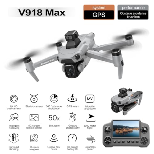 Drones with Camera for Adults 4K (Gray, 3-Battery Set) - color: Gray