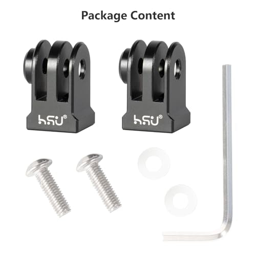 HSU Aluminum Alloy GoPro Tripod Mount Adapter for GoPro Hero 13/12/11/10/9/8/7/6, Mini 1/4-20 Metal Monopod Mount for AKASO Campark and Other Action Cameras (Black) (Pack of 2) - size: Small (Pack of 2)
