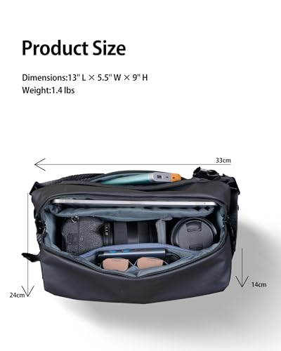 llano 6L Camera Sling Bag for Photographers, Small DSLR Shoulder Bag, Black - color: Black