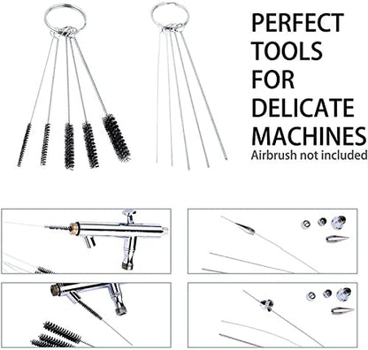 EBEST 4 SET Airbrush Cleaning Kit Repair Tools Needle Nozzle Brush Glass Cleaning Pot Holder