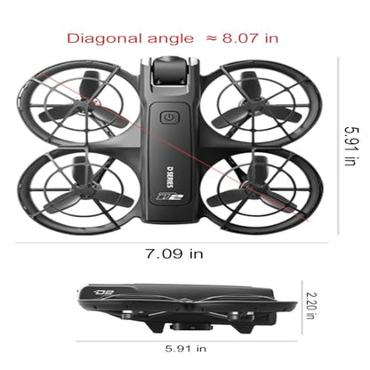 Brushless Motor Drone for Adults Beginners, Mini RC Quadcopter with Batteries Long Flight Time, Safer All-Round Mesh Protective Shield, Optical Flow Positioning Stable Hover, 90° Electrically Adjustable Dual Camera FPV Drone, Trajectory Flight Smart Aircr