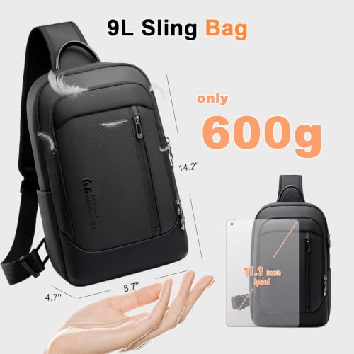 Crossbody Sling Chest Shoulder Bag for Men Women with USB Charging Port