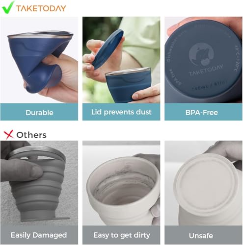 TakeToday Collapsible Cup 8 oz 2-Pack for Travel, Navy & Charcoal - color: Navy & Charcoal