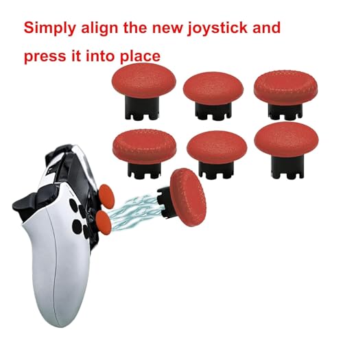 6-in-1 Interchangeable Thumbstick Caps for PS5 DualSense Edge Controller,Swappable Thumbsticks for PS5 Dualsense Controller, Thumbsticks Joysticks Kits Replacement for PS5 Dualsense Controller(Red) - color: Red