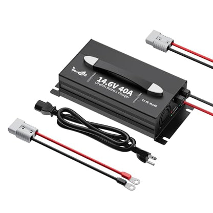 Timeusb 12V 40A LiFePO4 Battery Charger, 14.6V Lithium Battery Fast Charger