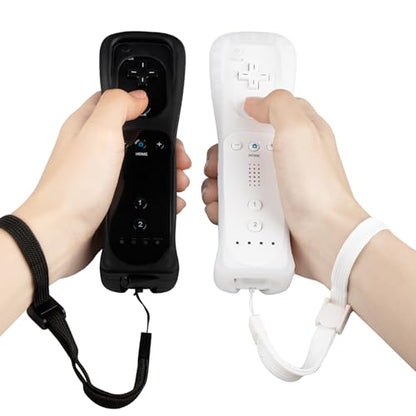 2 Packs Silicone Case Cover with Wrist Strap for Nintendo Wii Remote Controller ((Black+White)) - color: (Black+White)
