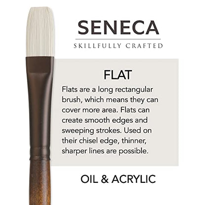 Willow Wolfe Seneca Series 1700 Short-Handle Flat Brush Size 0, Premium Vegan Synthetic Filaments for Acrylic, Oil & Water-Mixable Oils - size: 0