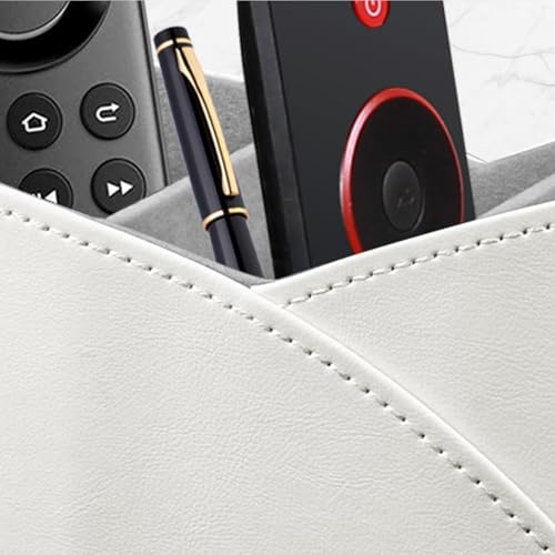 PU Leather TV Remote Control Holder,Pen Holder,Nightstand Organizer Caddy - color: White