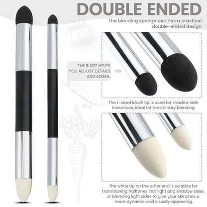 6 Pcs Blending Sponge Pens Dual Tip Drawing Art Oil Pastel Blending Tools
