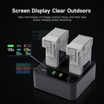 LIMETA Two-Way Fast Charging Hub for DJI Mini 4 Pro/Mini 3/3 Pro Battery, Multifunction Drone Charger with Storage Charge LCD Display Smart APP Controller