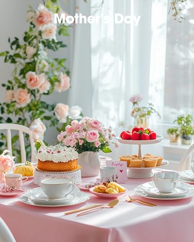 Pureegg Plastic Table Cloth Disposable 6 Pack, 54 x 108 Inch, Pink - color: Pink, size: 54" X 108" Rectangle