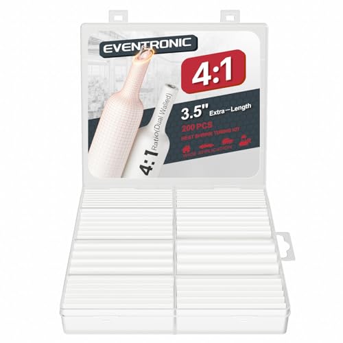 4:1 Heat Shrink Tubing Kit, 3.54" Extra Length 200 Pcs Adhesive Tubing - size: white
