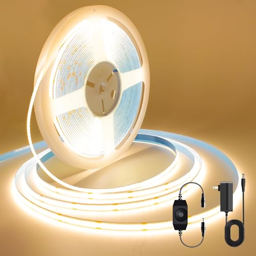 COB LED Strip, Warm White LED Strip Lights 32.8ft, 2700K COB LED Light Dimmable LED Strip, CRI92+, 8mm Width, 24V Flexible COB LED Tape Light for TV, Bedroom, Kitchen Cabinet, Closet, Home. - color: 2700K, size: 32.8FT