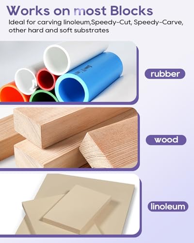 UCEC Blue 6-Blade Linocut Carving Kit for Block Printing & Stamp Making - color: 1pc Linoleum Knife(blue)