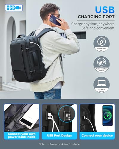 Fenree.geer Travel Backpack for Men, Carry On Luggage Backpack 34-46L - color: Black