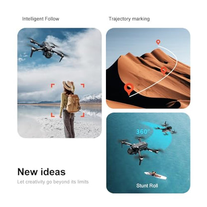 Drones with Camera for Adults, Brushless Motor Large HD Screen Remote Control, Lightweight Under 250g Foldable Professional Drone for Beginner, V156 Max Mini Quadcopter with 2 Batteries & Storage Bag (Black)