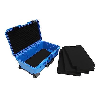 Portable Protective Camera Case, 22" Protective Roller Hard Camera Case with Wheels and Foams Camera Suitcase Waterproof Rolling Hard Case for Camera,Tools,Lens,Drone,Equipment (Blue) - color: Blue