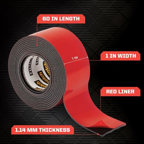 Scotch Mount Extreme Double-Sided Mounting Tape, Black, 1 in x 60 in, 3 Pack