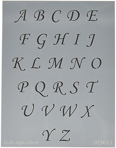 Stencil1 Corsiva Font Stencil 1" Alphabet Letters Painting Craft - size: 1" Letters