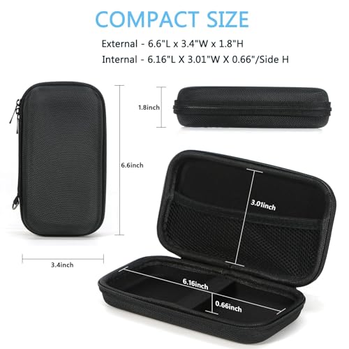 Black Small Hard Shell Zipper Case, Portable EVA Travel Storage Pouch - color: Black