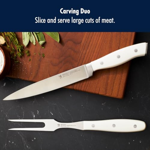 HENCKELS Forged Accent Razor-Sharp 2-pc Carving Knife Set, White Handle, German Engineered Informed by 100+ Years of Mastery - color: White