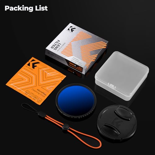 K&F CONCEPT 55mm Variable ND2-400 Lens Filter+Filter Cap+Cleaning Cloth - size: 55mm