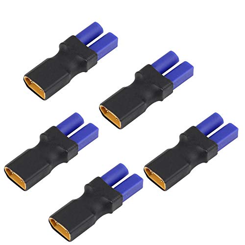 5-Pack XT60 Male Connector to EC5 Female Connector Adapter Plug for RC Lipo Battery - size: XT60 Male to EC5 Female