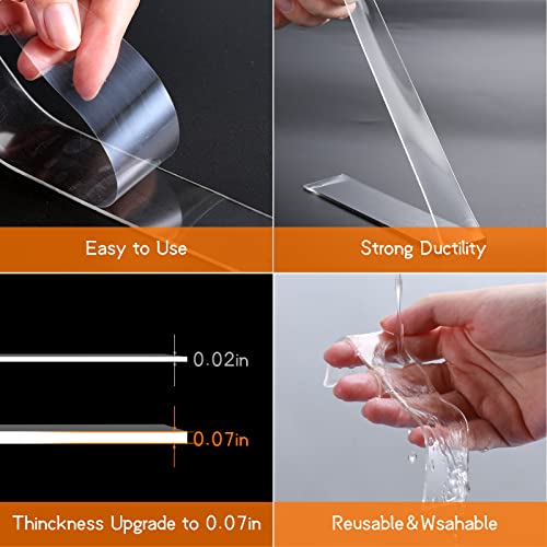 Yeefeoch Double Sided Tape Heavy Duty, Clear Mounting Tape 1.18in x 10ft