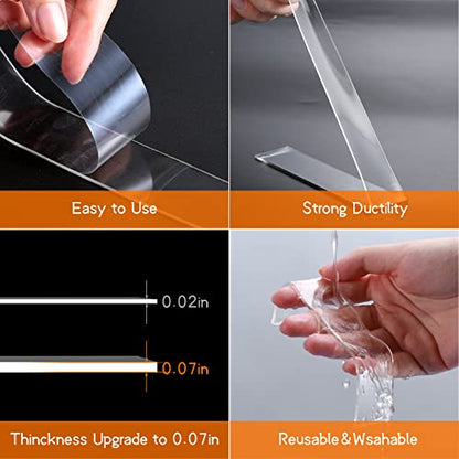 Yeefeoch Double Sided Tape Heavy Duty, Clear Mounting Tape 1.18in x 10ft