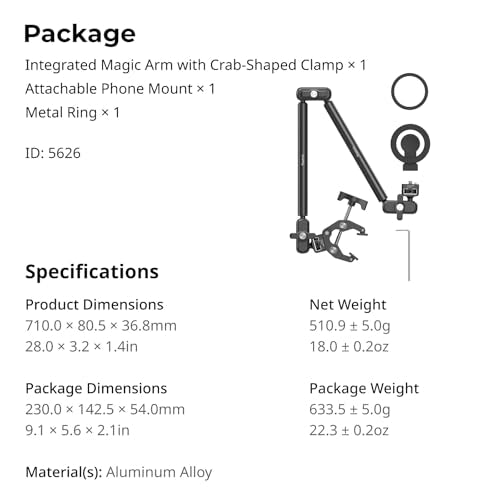 SMALLRIG Desktop Clamp Magic Arm Kit for MagSafe for iPhone, 55cm / 21.6" - style: Double Ball Joints for MagSafe