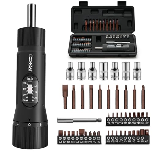 coobeast 49Pcs Preset 1/4” Drive Torque Screwdriver with S2 Bits - size: 49 PCS