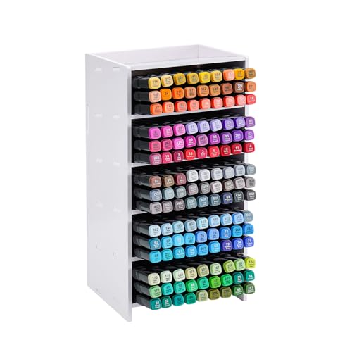 SANFURNEY 204 Slot Marker Organizer, Desktop Art Supply Storage Rack - size: Marker Rack-5 Slots