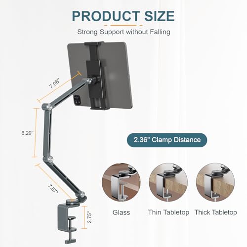 Houele Tablet Stand Holder iPad Stand for Desk Tablet Desk Mount - color: Grey