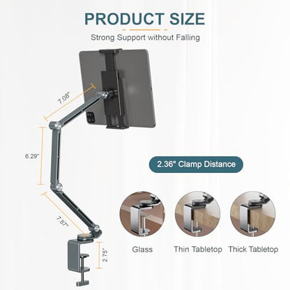Houele Tablet Stand Holder iPad Stand for Desk Tablet Desk Mount - color: Grey
