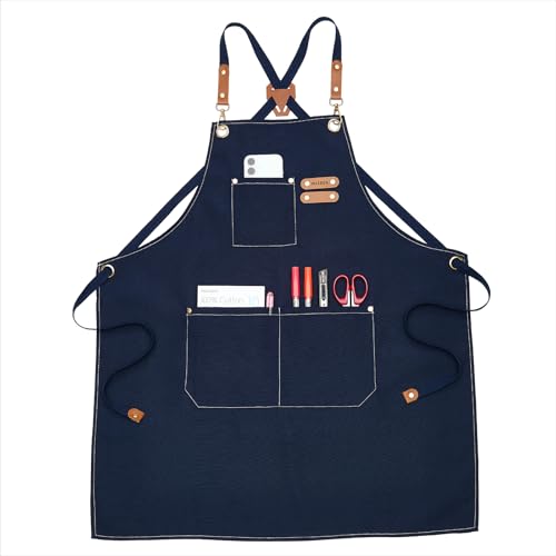 MEEDEN Painting Apron for Men Women: Adjustable Cross Back Waterproof - color: Navy