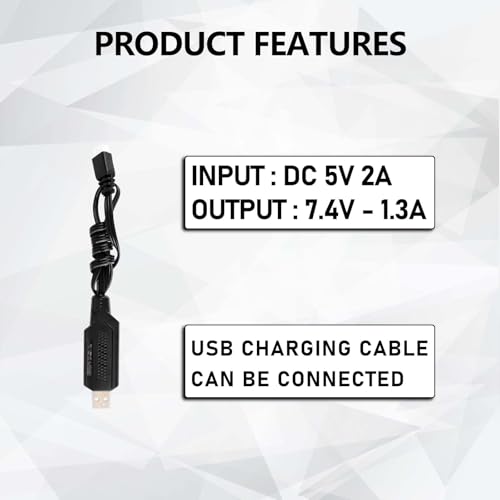 7.4V 2S 35C 850mAh LiPo Battery with USB Charger for 1/24 RC Car - size: 850mah 7.4V