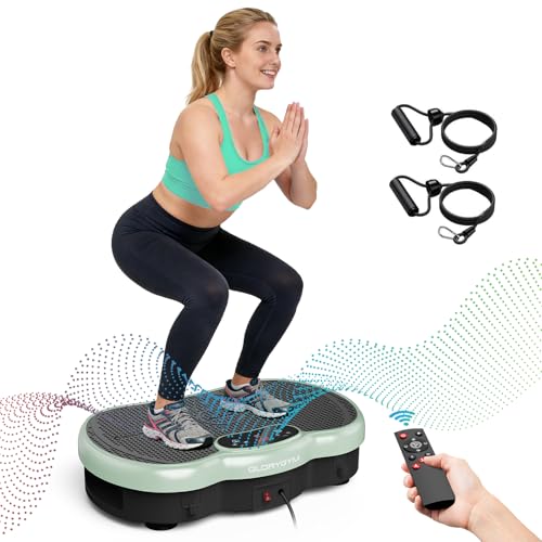 Vibration Plate Exercise Machine for Body Shaker Machine & Weight Loss, Shake Plate with Resistance Bands, 120 Speed Levels, Remote Control, Full Body Workout, Compact Home Gym Equipment - color: Green, size: Medium